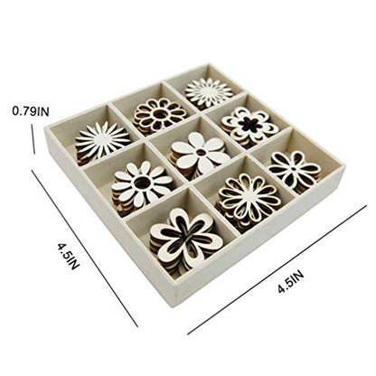 IMIKEYA 1 Box of 45pcs Wooden Embellishments Cutouts Wooden Slices Flower Shapes Decorations Unfinished Crafts Ornaments