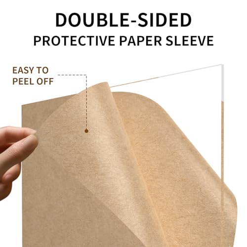 5 Pieces Acrylic Sheet Clear Cast Plexiglass 12 x 12 inches Square Panel 1/8 Thick (3mm) Clear Plastic Plexi Perspex Plate Panel with Protective Umootek