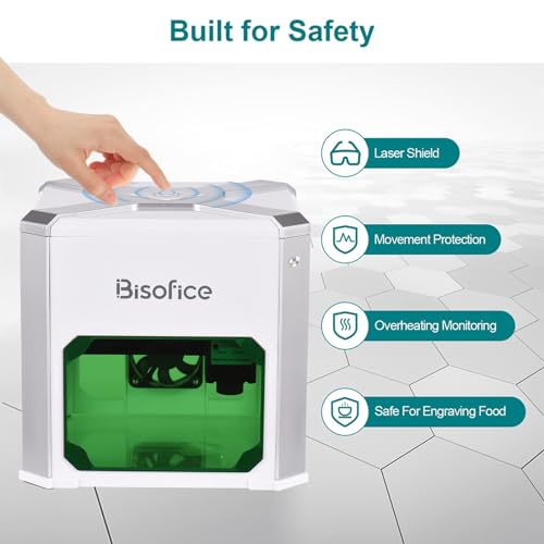 Bisofice K6 Mini Laser Engraving Machine with 0.05mm Accuracy, 3W Laser Power, for Household Woodwork, Wireless BT App Control, Offline Engraving for - WoodArtSupply