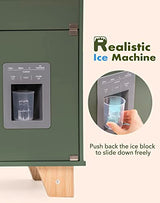 ROBOTIME Play Kitchen with Pretend Ice Cube Dispenser for Toddler, Wooden Kids Kitchen Play Set, Toy Kitchen Set for Kids Age 3 4 5 6 7 (Vintage ROBOTIME