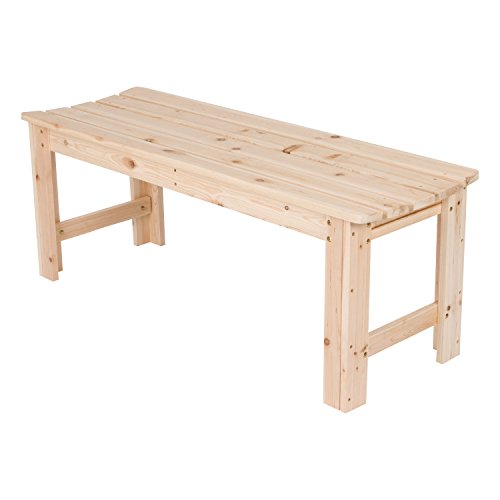 Shine Company 4204N 4 Ft. Backless Wood Outdoor Garden Bench – Natural Shine Company