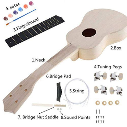 Artibetter 1 Set Diy Guitar Kit Unfinished Luthier Project Guitar Kit Body Neck Bridge Fretboard Ukulele Crafts - WoodArtSupply