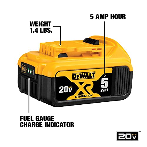 DEWALT 20V MAX Battery and Charger Kit with Bag, 5.0Ah (DCB205CK) - WoodArtSupply