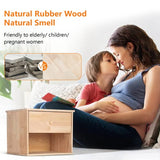 VINGLI Unfinished Natural Solid Wood Floating Nightstand for Bedroom, Small Nightstand with Drawer/Shelf, Farmhouse Night Stand Wall-Mounted VINGLI