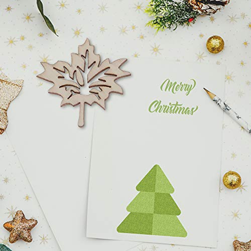 Amosfun 50pcs Laser Cut Wood Embellishment Hollow Out Wooden Leaves Shape Wood Discs Unfinished Wood Cutout for Arts Crafts DIY Decoration Amosfun