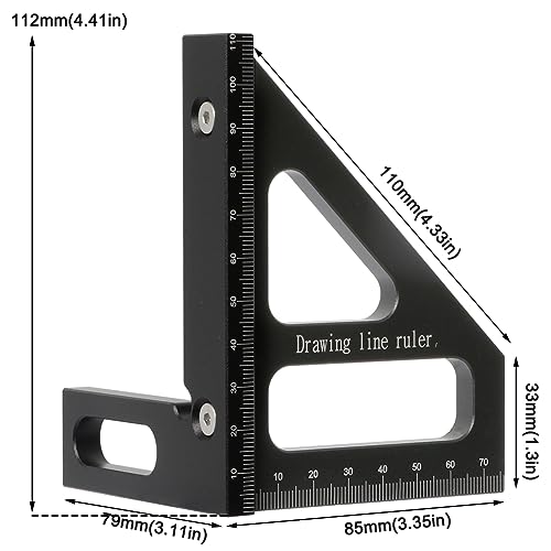 KETIPED Metric 3D Multi-Angle Measuring Ruler,45/90 Degree Aluminum Alloy Woodworking Square Protractor, Miter Triangle Ruler High Precision Layout - WoodArtSupply