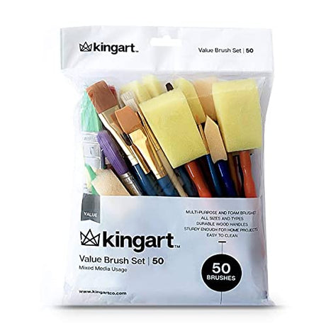 KINGART Mixed Media Value Brush Set - Set of 50,Assorted,231-50 KINGART