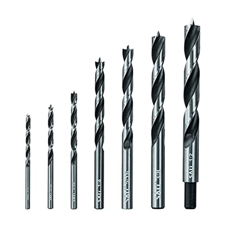 Sali Brad Point Wood Drill Bits 7pcs Set Carbon Steel Wood Drill Bit Set for Hardwood, Plywood, Plastic Round Holes in All Types of Wood Perfect for SALI