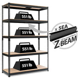HOMEDANT Z-beam 5 Tier Laminated Heavy Duty Garage Storage Adjustable Wide Size Metal Shelving Unit Utility Rack Shelves Organization Multipurpose HOMEDANT