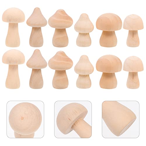 SEWACC 18 Pcs Wooden Mushrooms Unfinished Wood Mushroom Various Sizes Smooth Mushroom Decor Mini Mushrooms for Arts and Crafts Projects Decoration - WoodArtSupply