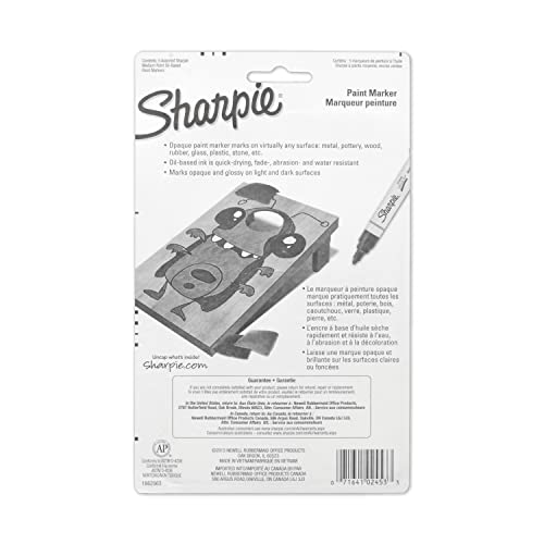 SHARPIE Oil-Based Paint Markers, Medium Point, Bright Colors, 5 Count - Great for Rock Painting SHARPIE