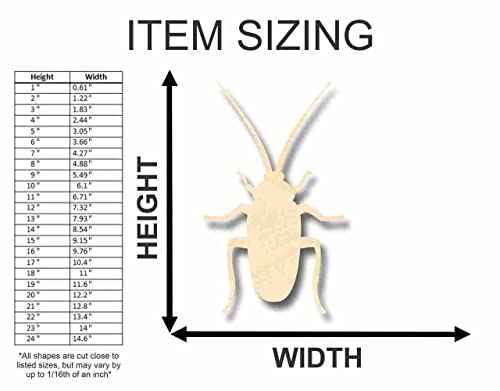 Unfinished Wood Cockroach Shape -Insect - Animal - Craft - up to 24" DIY 24" / 1/4" - WoodArtSupply