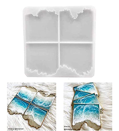 6 Pack Geode Coaster Molds for Resin + ResinWorld Resin Coaster Molds