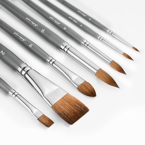 Sable Travel Watercolor Brushes, 7pcs Professional Sable Watercolor Paint Brushes, Golden Maple Artist Brushes -Round Flat Oval Wash Water Color - WoodArtSupply