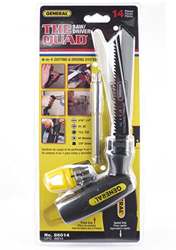 General Tools 14 piece 4-In-1 Multi-Purpose Screwdriver/Saw Set #86014, Compact and Portable For Camping, Car, Home - WoodArtSupply