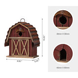 Glitzhome 10.25" H Hanging Birdhouse Rustic Wooden Barn Garden Bird House for Outdoor glitzhome