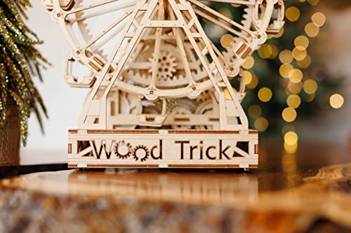 Wood Trick Ferris Wheel Rotating Mechanical Model - 3D Wooden Puzzles for Adults and Kids to Build - Engineering DIY Wooden Models for Adults to Wood Trick