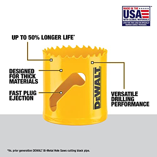 DEWALT Hole Saw Kit, Standard Electrician's Set, Bi-Metal (D180002) , Yellow DEWALT