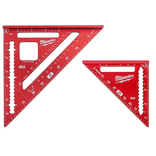 Milwaukee 7 in. Rafter Square Easy to Read MLSQ070 & MILW 4-1/2" Trim Square (MLSQ070-MLSQ040) Milwaukee