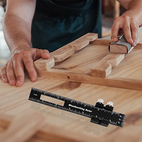 Woodworking Ruler Precision Pocket Rule - 12, 8, 6 Inch Metal Slide Stop Marking Ruler Metric Inch Measuring Wood Working Scribing Rulers Measure vicrays