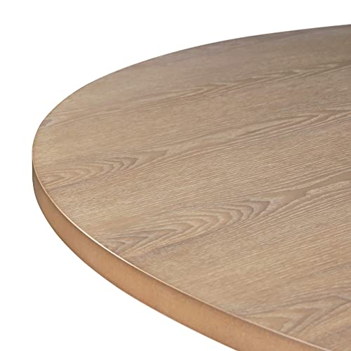 Finch Alfred Round Solid Wood Rustic Dining Table for Farmhouse Kitchen Room Decor, Wooden Trestle Pedestal Base, 46.5" Wide Circular Tabletop, Finch