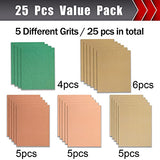 BOSHCRAFT 25 PCS Sandpaper, Sandpaper Assortment Sandpaper for Wood Metal Furniture Hand Sander Sand Paper 80/120/150/220/320 Grit Sandpaper Sheets BOSHCRAFT