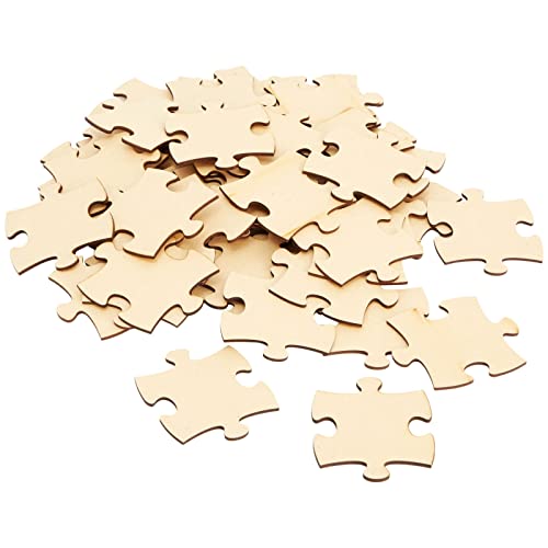 50 Blank Wooden Puzzle Pieces for Crafts, DIY Art Projects, Unfinished Customizable Jigsaw Wood Puzzle to Draw On Bright Creations