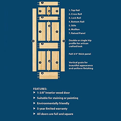 6-Panel Solid Pine Interior Door Slab (18x80) - WoodArtSupply