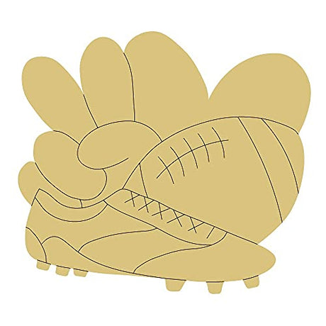 Peace Love Football Design by Lines Cutout Unfinished Wood Sports Décor Coloring Book America Door Hanger Everyday MDF Shape Canvas Style 1 Art 2 Diverse Woodworking