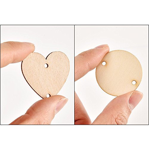 Hicarer 240 Pieces in Total, Valentine's Day Wooden Ornaments Heart Tags with Holes and S Hook Connectors for Birthday Boards, Valentine, Chore
