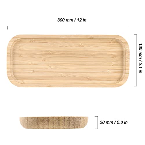 2 PCS 5 x12 Inch Rectangle Bamboo Saucer, Rectangle Bamboo Service Tray, Rounden Rectangle Wooden Plant Saucer Tray for Succulent Plant Pots1 - WoodArtSupply