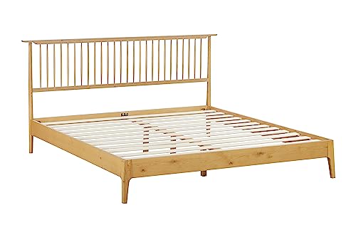 NTC Ruby Rustic Oak Wooden Bed Frame with Headboard - Effortless Assembly and Silent Slats System - WoodArtSupply