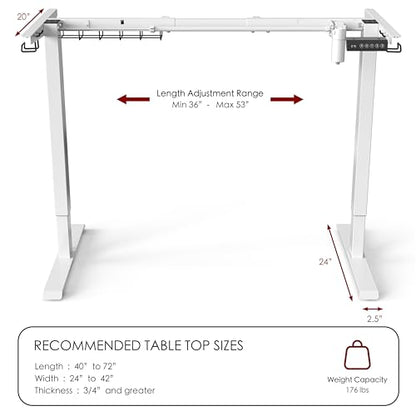 SHW Electric Stand Up Desk Frame Workstation | Ergonomic Standing Height Adjustable Computer Desk for Home and Office | White - WoodArtSupply