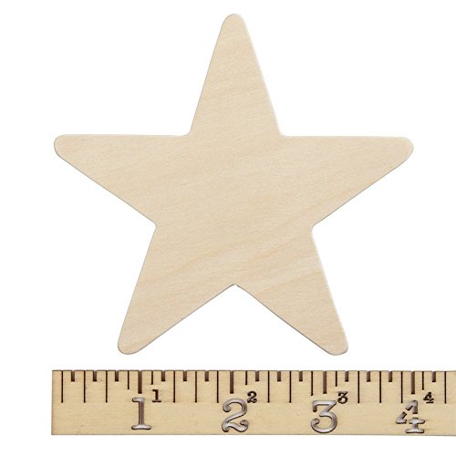 4" Wooden Star, Natural Unfinished Wooden Star Cutout Shape (4 Inch) - Bag of 25
