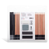 KINGART Pro Artist Sketching and Drawing Pencil Kit, Pencils, Charcoal & Graphite Sticks, Erasers, Sharpeners, All Skill Levels, 26 pc. KINGART
