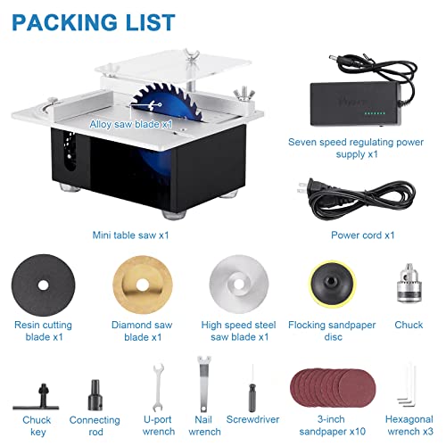MXBAOHENG Mini Precision Table Saw 4” Small Portable Hobby Table Saw for Crafts, 1.18 Inch Cutting Depth, DIY Mini Table Saw 120W with Sanding Disc MXBAOHENG