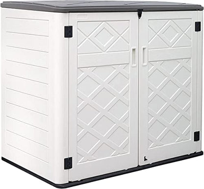 KINYING Larger Outdoor Storage Shed Weather Resistance, Horizontal Storage Box Waterproof for Garden, Patios, Backyards, 48 Cu.ft Capacity for Bike, - WoodArtSupply