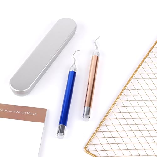 2pcs Weeding Pen for Vinyl, Craft Weeding Tool with Led Light 2 Styles Pin and Hooks Vinyl Tool Kit for DIY Paper Iron on Projects Silhouettes PEUTIER