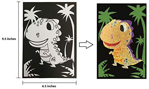 VHALE Foil Art Craft Kit 6 Pack Sticker Picture (9.5 x 6.5 inch), 48 Foil Sheets and 6 Skewers, Peel and Paste Sparkly Foil Art, Classroom Arts and VHALE