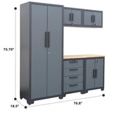 BIG RED 6 Piece Organizer Chest Tool Storage Cabinet, 18.5" x 76.8" x 75.79", Grey BIG RED
