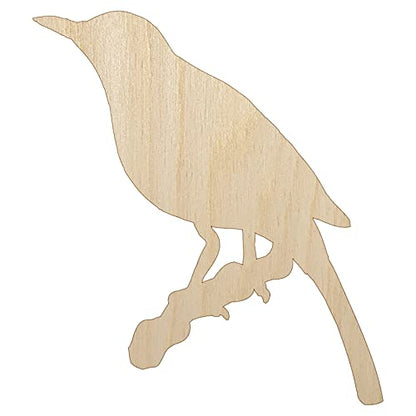 Bird on Branch Solid Unfinished Wood Shape Piece Cutout for DIY Craft Projects - 1/4 Inch Thick - 6.25 Inch Size