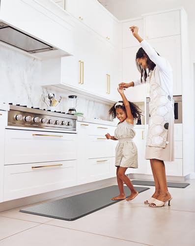 Homergy Anti Fatigue Kitchen Mats for Floor 2 PCS, Memory Foam Cushioned Rugs, Comfort Standing Desk Mats for Office, Home, Laundry Room, Waterproof Homergy