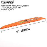 6-Inch Metal/Wood Saw Blades for Reciprocating/Sawzall Saws by KOWOOD for Dewalt,Bosch, Black & Decker, Makita, 6 PCS KOWOOD