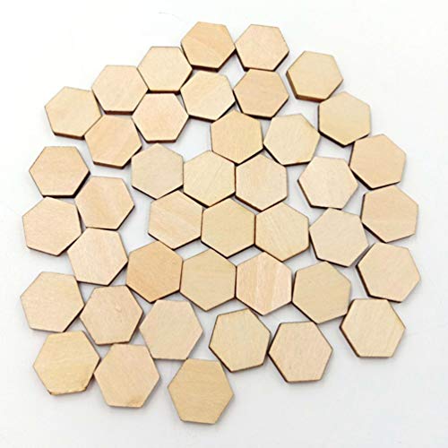 EXCEART 200Pcs 15MM Wooden Pieces Hexagon Wood Shape Unfinished Hexagon Cutout Shapes DIY Craft Project Ornaments Decorations EXCEART