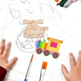 SEWACC 50pcs Truck Unfinished Wood Slices Unpainted Cutout DIY Blank Car Vehicle Bicycle Excavator Helicopter Wooden Ornaments Cutout to Paint (Mixed SEWACC