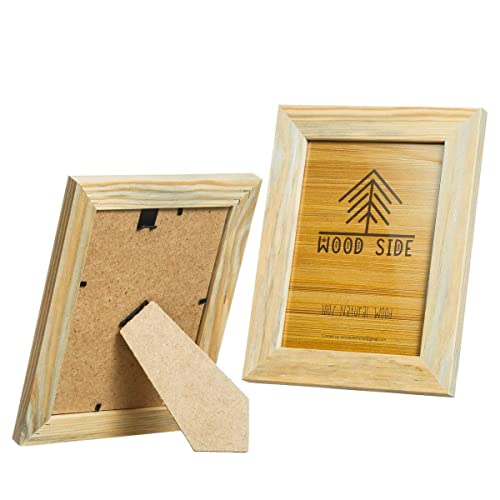 Rustic Wooden Picture Frame 8x10 - Unfinished Natural Barnwood Set of 2-100% Eco Solid Wood for Wall Mounting and Tabletop Photo Frames WOOD SIDE ORBIS