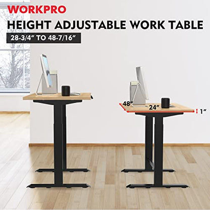 WORKPRO 48" Electric Standing Desk, Height Adjustable Workbench with 48"x24" Wooden Top and Dual Motor, 500 LBS Load Capacity Work Table for Home,