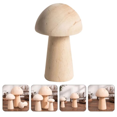 Zerodeko Wooden Mushroom Blank, Mini Wooden Mushrooms to Paint, Unfinished Wood Figurines for Craft Ornament Zerodeko