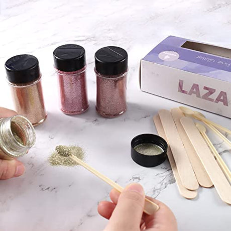 Laza Spring Ultra Fine Glitter Powder, 4 Colors 320ml Craft Glitter Sequins, Rose Gold PET Extra Fine Glitter for Flowers Resin, Nail Arts, Epoxy Laza