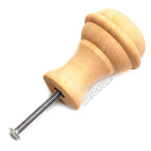 WEICHUAN 15PCS Mushroom Shape Wood Unfinished Cabinet Furniture Drawer Knobs Pulls Handles (Diameter: 1-3/8 Inches Height: 2 Inch) WEICHUAN
